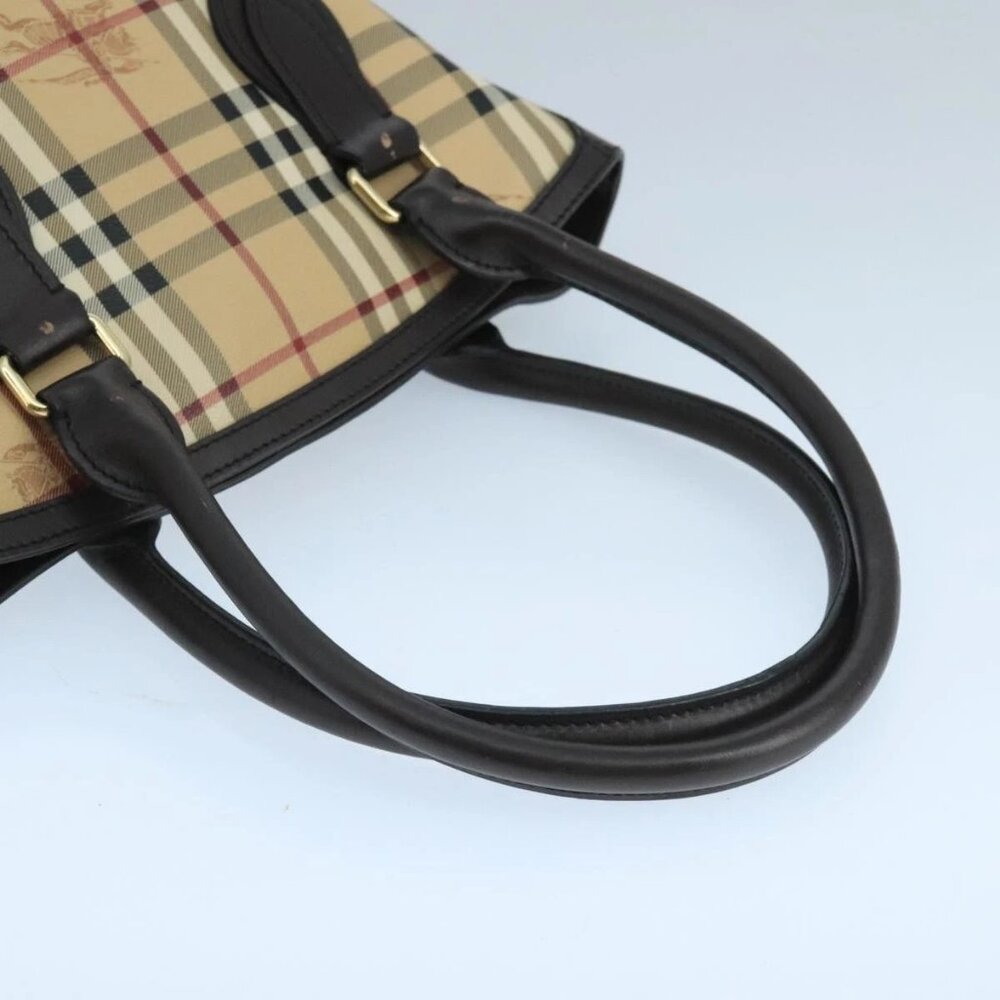 BURBERRY Nova Check Hand Bag PVC Leather Beige Auth 101879 - Picture 8 of 16